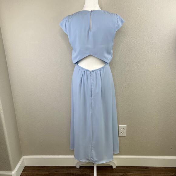 Halogen V-Neck Cut Out Short Sleeve Kentucky Light Blue Midi Dress Small NWT - Picture 14 of 16